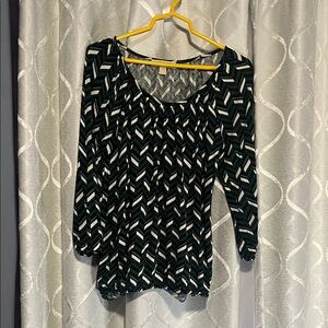 Michael Kors Black, Green  and White Chevron Blouse